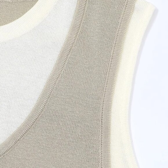 B.Sure Khaki Vest And Skirt Simple Set - Picture 4 of 4